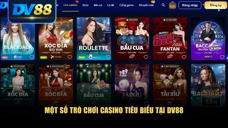Casino DV88 Đỉnh Cao - Nơi Hội Tụ Của Đẳng Cấp Và May Mắn 2 Một số trò chơi casino tiêu biểu tại DV88