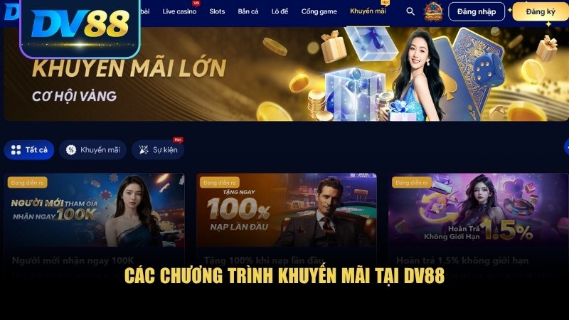 Trang chủ 9 DV88 luôn thu hút người chơi bởi các chương trình khuyến mãi hấp dẫn